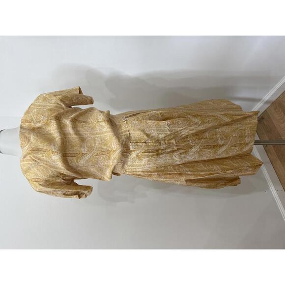 Vintage Yellow Paisley Button Front Dress with Pleated Skirt Set - Picture 12 of 13